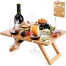 Mesa de piquenique portátil dobrável de bambu para piquenique de vinho 40x30x19 cm
