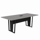 Mesa de Reunião 200cm com Caixa de Tomada Flow Maxicasa Cor:Nogal Sevilha/ Preto Tx