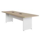 Mesa de Reunião 270cm com 2 Caixas de Tomada Connect Maxicasa (SAT2790- Gebb Work) CorCor:Macadâmia/Branco Tx