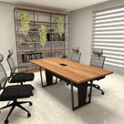 Mesa de Reunião 2m e 4 Cadeiras Escritório Ergonômicas F5