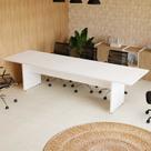 Mesa de Reunião Bipartida em MDF 300x90cm com 2 Caixas de Tomada Branco