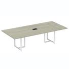 Mesa de Reunião com Caixa de Tomada 260 x 120 cm Pé Tubular PE25 MDP Nogueira CasaBlanca Base Branca Mesa de Reunião com Caixa de Tomada 260 x 120 cm Pé Tubular PE25 MDP Nogueira CasaBlanca Base Branca