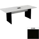 Mesa de Reunião com Caixa de Tomada Retangular 260 x 120 cm Pé Painel PE25 MDP Cor Preta Base Preta