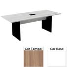 Mesa de Reunião com Caixa de Tomada Retangular 260 x 120 cm Pé Painel PE25 MDP Noce Naturalle Branco Mesa de Reunião com Caixa de Tomada Retangular 260 x 120 cm Pé Painel PE25 MDP Noce Naturalle Branco