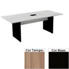 Mesa de Reunião com Caixa de Tomada Retangular 260 x 120 cm Pé Painel PE25 MDP Noce Naturalle Preto Mesa de Reunião com Caixa de Tomada Retangular 260 x 120 cm Pé Painel PE25 MDP Noce Naturalle Preto