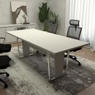 Mesa de Reunião Escritório Pés Metal Cinza 200cm F5 Office