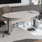 Mesa de Reunião Orgânica 1,80m x 1,05m com Caixa de Tomadas e Pés em Metal F5 Office Mesa de Reunião Orgânica 1,80m x 1,05m com Caixa de Tomadas e Pés em Metal F5 Office