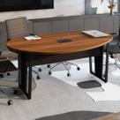 Mesa de Reunião Orgânica 1,80m x 1,05m com Caixa de Tomadas e Pés em Metal F5 Office Mesa de Reunião Orgânica 1,80m x 1,05m com Caixa de Tomadas e Pés em Metal F5 Office