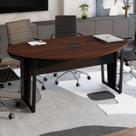 Mesa de Reunião Orgânica 1,80m x 1,05m com Caixa de Tomadas e Pés em Metal F5 Office Mesa de Reunião Orgânica 1,80m x 1,05m com Caixa de Tomadas e Pés em Metal F5 Office