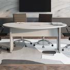 Mesa de Reunião Orgânica 180x105cm com Caixa de Tomadas e Pés em Metal Corporate