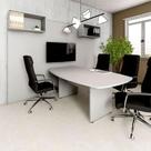 Mesa de Reunião Orgânica 270cm x 110cm Pés Painel Escritório F5 Office