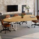 Mesa de Reunião Orgânica 2,70m x 1,60m com Pés em Metal Tampo Bipartido F5 Office