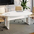 Mesa de Reunião para Escritório 1,80mx1,10m Orgânica com Pés em Metal Corporate F5