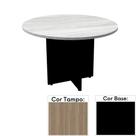 Mesa de Reunião Redonda 110 x 110 cm Pé Painel PE25 em MDP Cor Noce Naturalle e Base Preta