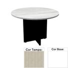 Mesa de Reunião Redonda 110 x 110 cm Pé Painel PE25 em MDP Nogueira CasaBlanca e Base Branca Mesa de Reunião Redonda 110 x 110 cm Pé Painel PE25 em MDP Nogueira CasaBlanca e Base Branca