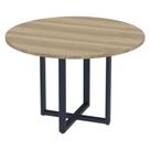 Mesa de Reunião Redonda P25 Pandin 110 cm (Largura) Tampo MDP Noce Naturalle Pé Aço Tubular Grafito