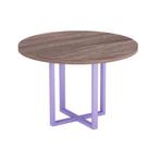 Mesa De Reunião Redonda Tubolar PE 40 Pandin 1,10 M Walnut e Lilas Mesa De Reunião Redonda Tubolar PE 40 Pandin 1,10 M Walnut e Lilas