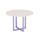Mesa de Reunião Redonda Tubular P25 Pandin 1,10 M Casablanca e Lilas Mesa de Reunião Redonda Tubular P25 Pandin 1,10 M Casablanca e Lilas