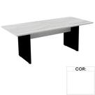 Mesa de Reunião Retangular 200 x 90 cm Pé Painel PE25 em MDP Branca com Base Branca