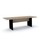 Mesa de Reunião Retangular 200 x 90 cm Pé Painel PE40 em MDP Cor Noce Naturalle Base Preta
