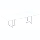Mesa de Reunião Retangular 200 x 90 cm Pé Tub PE25 em MDP Cor Branca Base Branca Mesa de Reunião Retangular 200 x 90 cm Pé Tub PE25 em MDP Cor Branca Base Branca