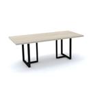 Mesa de Reunião Retangular 200 x 90 cm Pé Tubular PE40 em MDP Cor Nogueira CasaBlanca Base Preta