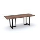 Mesa de Reunião Retangular 200 x 90 cm Pé Tubular PE40 em MDP Cor Walnut Base Preta
