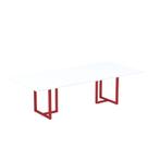 Mesa de Reunião Retangular 200x90cm MR2000P25TUB Branco/Vermelho