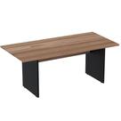 Mesa de Reunião Retangular 260 x 120 cm Pé Painel PE25 em MDP Cor Noce Naturalle Base Preta