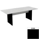 Mesa de Reunião Retangular 260 x 120 cm Pé Painel PE25 em MDP Cor Preta Base Preta