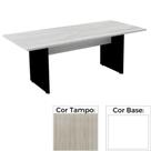 Mesa de Reunião Retangular 260 x 120 cm Pé Painel PE25 em MDP Cor Walnut Base Branco