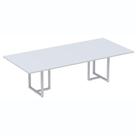 Mesa de Reunião Retangular 260 x 120 cm Pé Tubular PE25 em MDP Cor Cinza