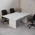 Mesa de Reunião Retangular 6 Lugares Pé Painel com Caixa Tomada 200x110cm Yescasa Mesa de Reunião Retangular 6 Lugares Pé Painel com Caixa Tomada 200x110cm Yescasa