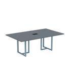 Mesa de Reunião Retangular com Power Box 200x90cm MR2000P25TUB Cinza/Grafito/Azul Dali