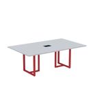 Mesa de Reunião Retangular com Power Box 200x90cm MR2000P25TUB Cinza/Vermelho