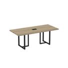 Mesa de Reunião Retangular com Power Box 200x90cm MRPB2000PE40 Marrom/Noce Marromle/Preto
