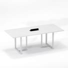 Mesa de Reunião Retangular com Power Box Tubular P25 Pandin 2,0 M Branco