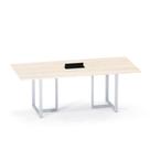 Mesa de Reunião Retangular com Power Box Tubular P25 Pandin 2,0 M Casablanca e Cinza