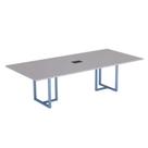 Mesa de Reunião Retangular com Power Box Tubular P25 Pandin 2,0 M Cinza e Azul Dali Mesa de Reunião Retangular com Power Box Tubular P25 Pandin 2,0 M Cinza e Azul Dali