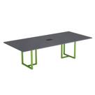 Mesa de Reunião Retangular com Power Box Tubular P25 Pandin 2,0 M Grafito e Verde Mesa de Reunião Retangular com Power Box Tubular P25 Pandin 2,0 M Grafito e Verde