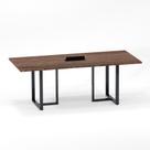 Mesa de Reunião Retangular com Power Box Tubular P25 Pandin 2,0 M Walnut e Grafito Mesa de Reunião Retangular com Power Box Tubular P25 Pandin 2,0 M Walnut e Grafito