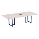 Mesa de Reunião Retangular com Power Box Tubular P25 Pandin 2,6 M Casablanca e Azul Del Rey