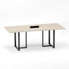 Mesa de Reunião Retangular com Power Box Tubular P25 Pandin 2,6 M Casablanca e Grafito