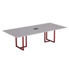 Mesa de Reunião Retangular com Power Box Tubular P25 Pandin 2,6 M Cinza e Vermelho