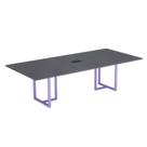 Mesa de Reunião Retangular com Power Box Tubular P25 Pandin 2,6 M Grafito e Lilas