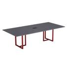 Mesa de Reunião Retangular com Power Box Tubular P25 Pandin 2,6 M Grafito e Vermelho