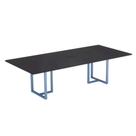 Mesa de Reunião Retangular com Power Box Tubular P25 Pandin 2,6 M Preto e Azul Dali