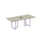 Mesa De Reunião Retangular Com Power Box Tubular PE 40 Pandin 2,00 M Casablanca e Lilas