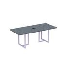 Mesa De Reunião Retangular Com Power Box Tubular PE 40 Pandin 2,00 M Grafito e Lilas