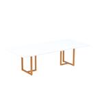 Mesa de Reunião Retangular Tubular P25 Pandin 2,0 M Branco e Laranja Mesa de Reunião Retangular Tubular P25 Pandin 2,0 M Branco e Laranja